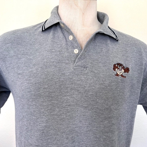 Tazmanian Devil Gray Polo Mens Shirt - Size Medium - Warner Bros - Picture 4 of 7